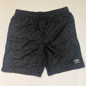 Umbro Black Satin Checkered Soccer Shorts Size Large